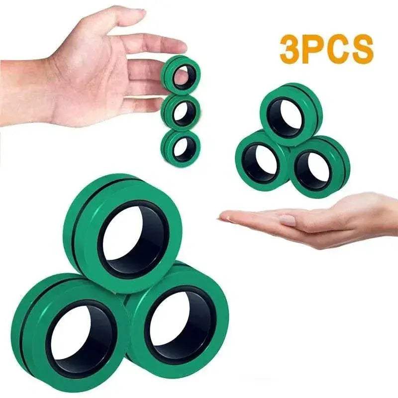 3PCS Fingertip Magnetic Rings Colorful Relief Fidget Toys Set for Adult Magnet Spinner - ToylandEU