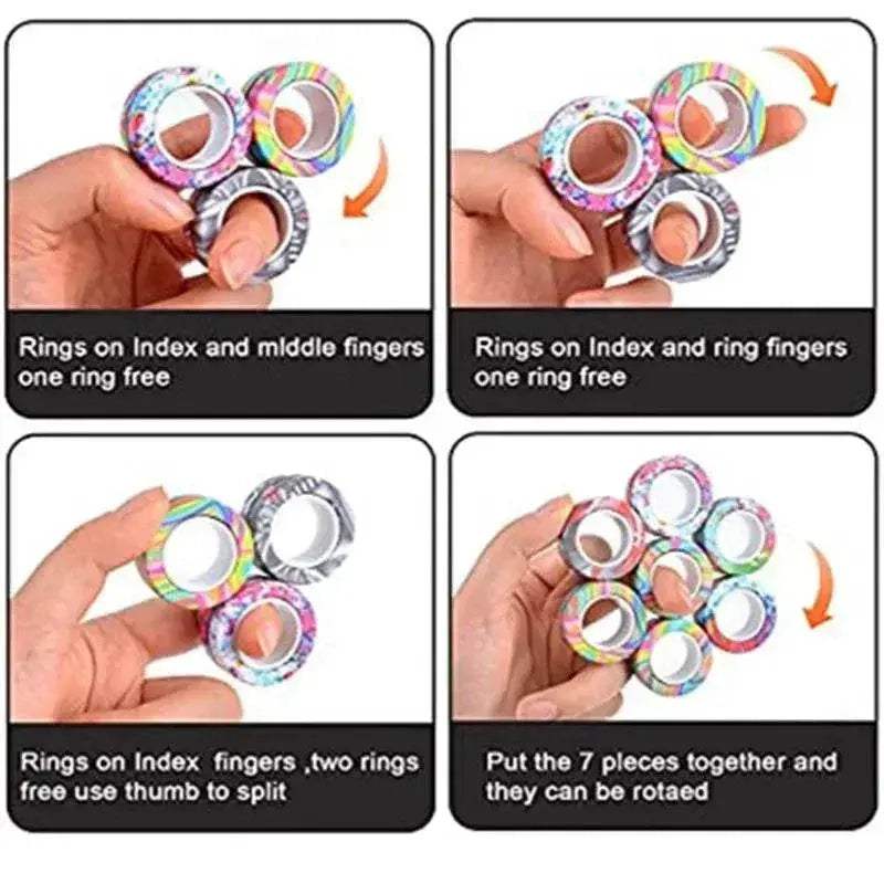 3PCS Fingertip Magnetic Rings Colorful Relief Fidget Toys Set for Adult Magnet Spinner - ToylandEU