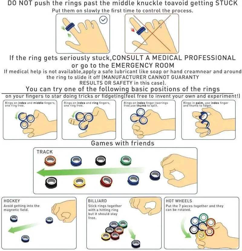 3PCS Fingertip Magnetic Rings Colorful Relief Fidget Toys Set for Adult Magnet Spinner - ToylandEU