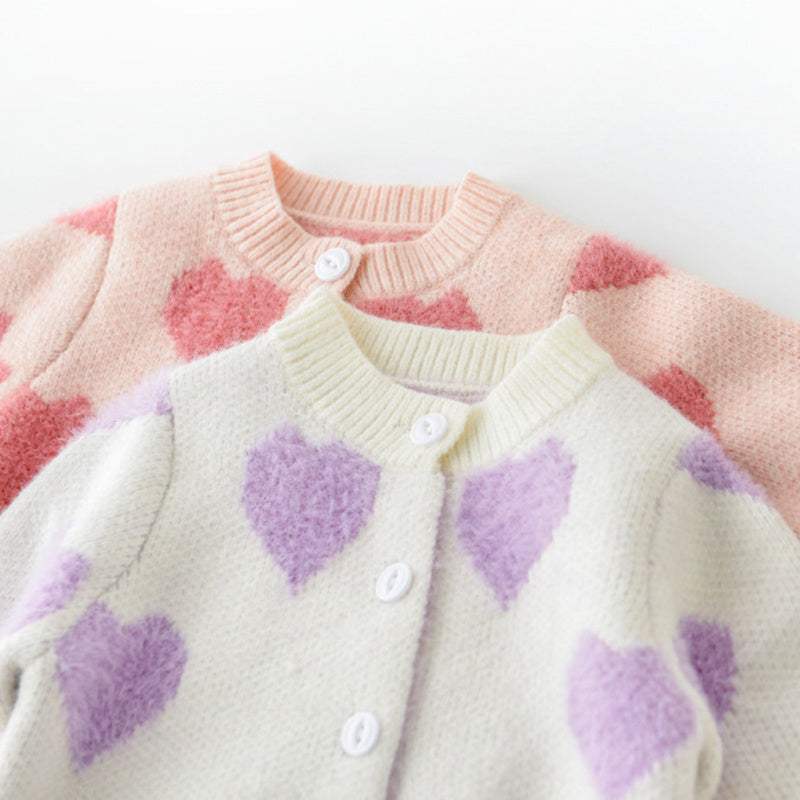 Girls Cotton Heart Sweater Set | Long Sleeve | Spring Autumn | Child Sizes