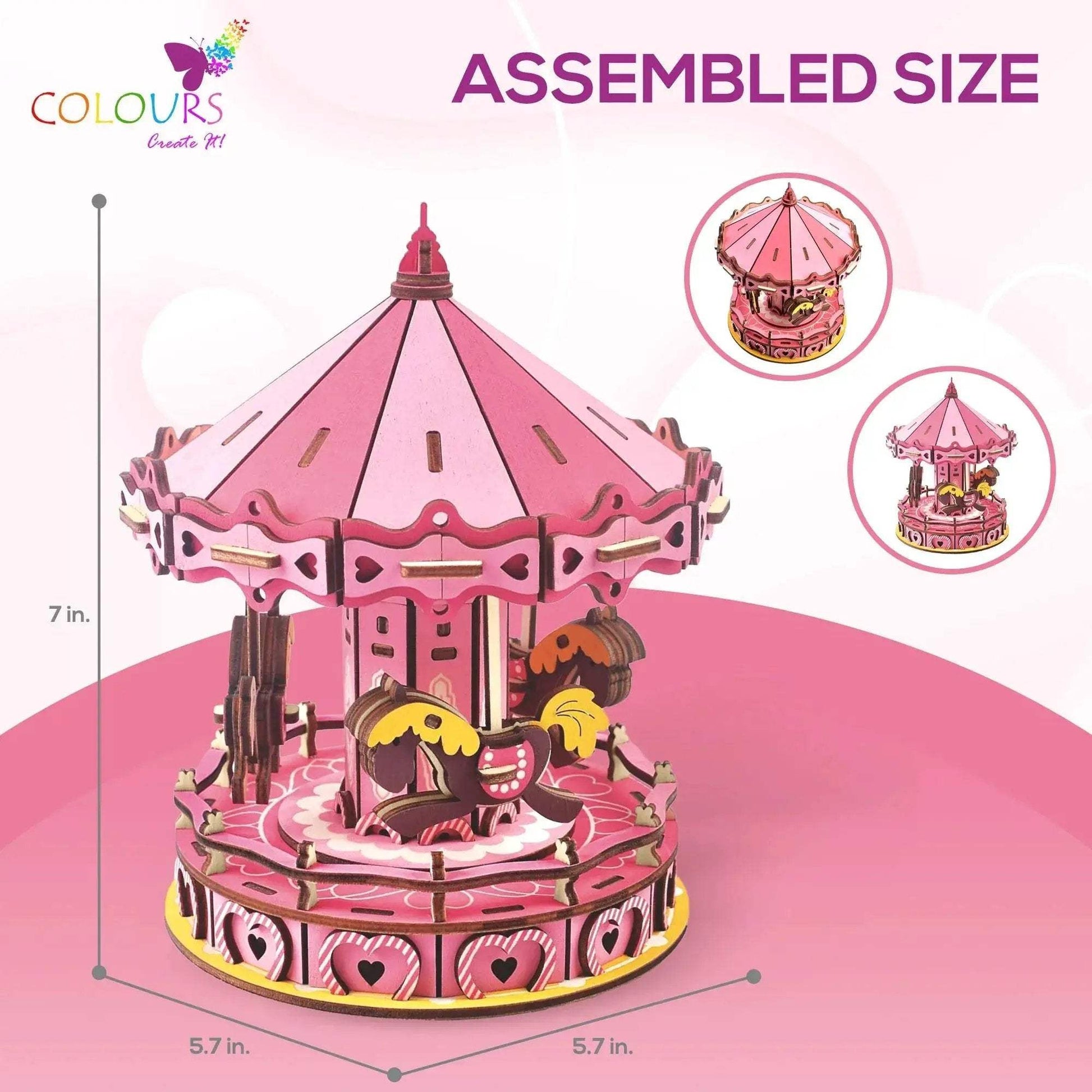3D Carousel Puzzle Kit With Clear Assembly Guide For Collectors - ToylandEU