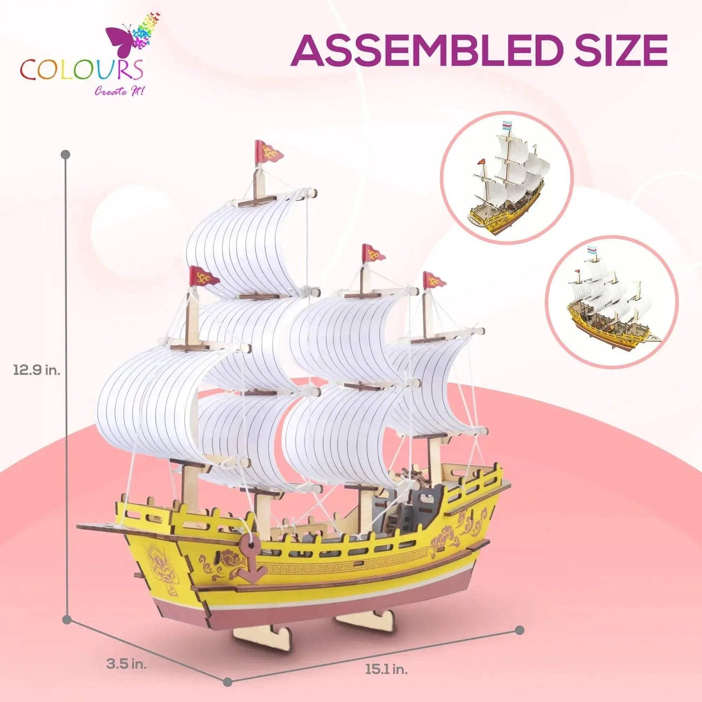 3D Sailboat Puzzle Kit For Collectors With Detailed Assembly - ToylandEU