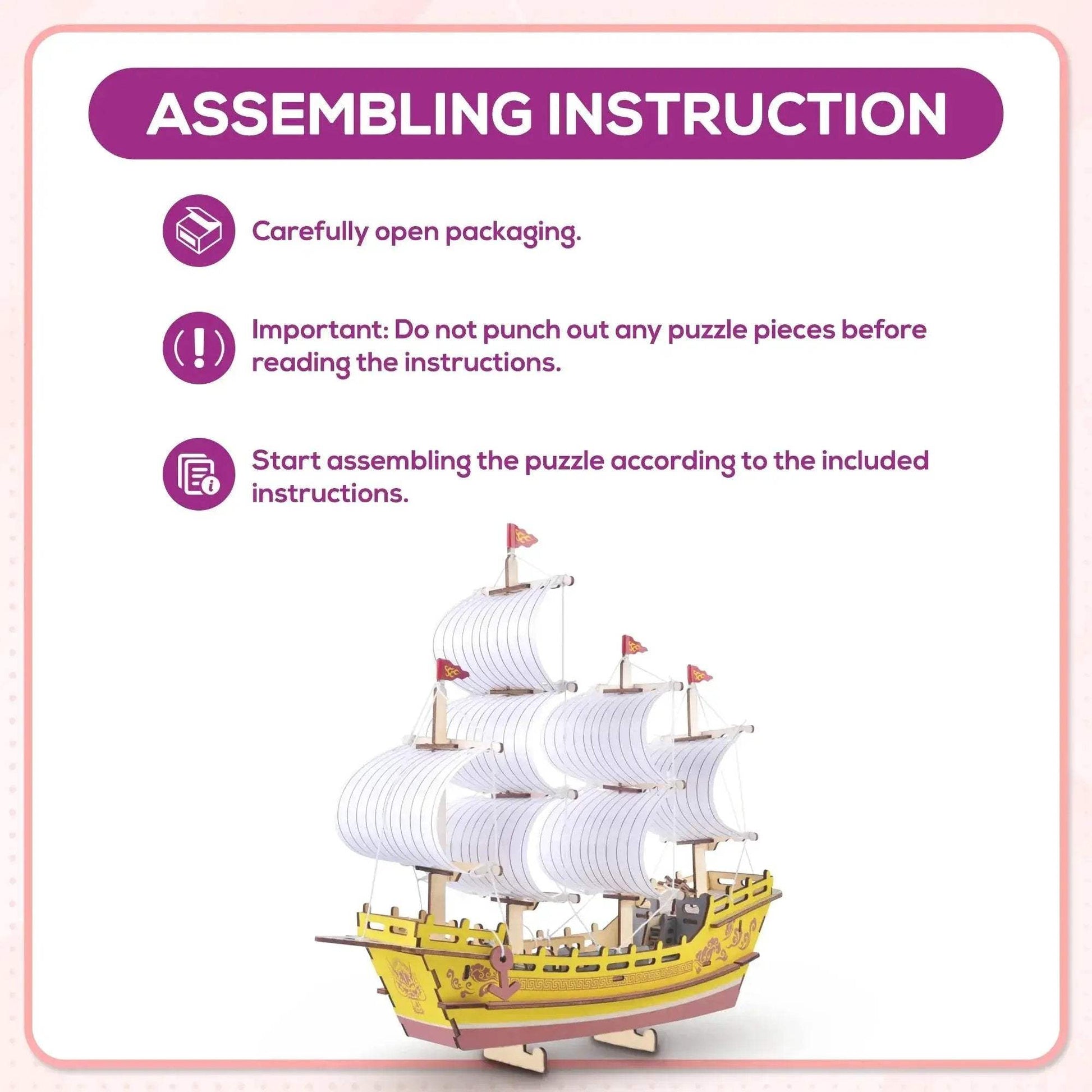 3D Sailboat Puzzle Kit For Collectors With Detailed Assembly - ToylandEU