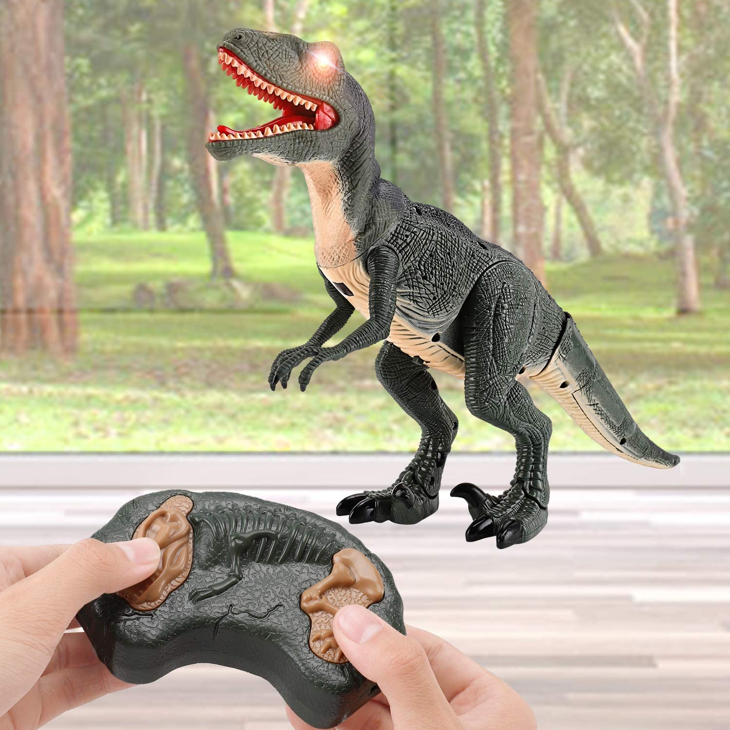 Walking Velociraptor Dinosaur Toy with Remote Control and Lights - ToylandEU