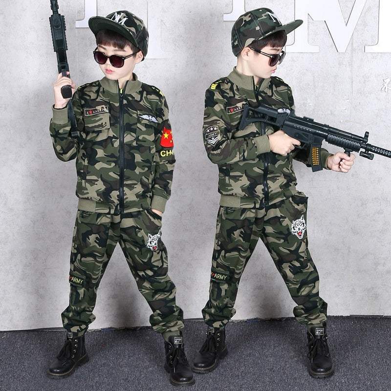 Big Kids' Autumn Camouflage Two-Piece Suit | Knitted | Two-Piece Set