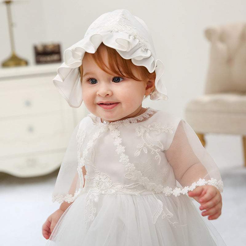 Satin Baby Dress | White Color | Cotton Lined Fabric | 3M 6M Size