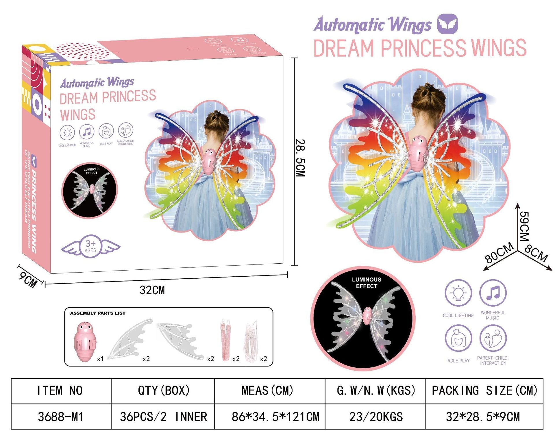 Glowing Butterfly Fairy Wings for Girls - Adjustable, Musical, and Multipurpose - ToylandEU