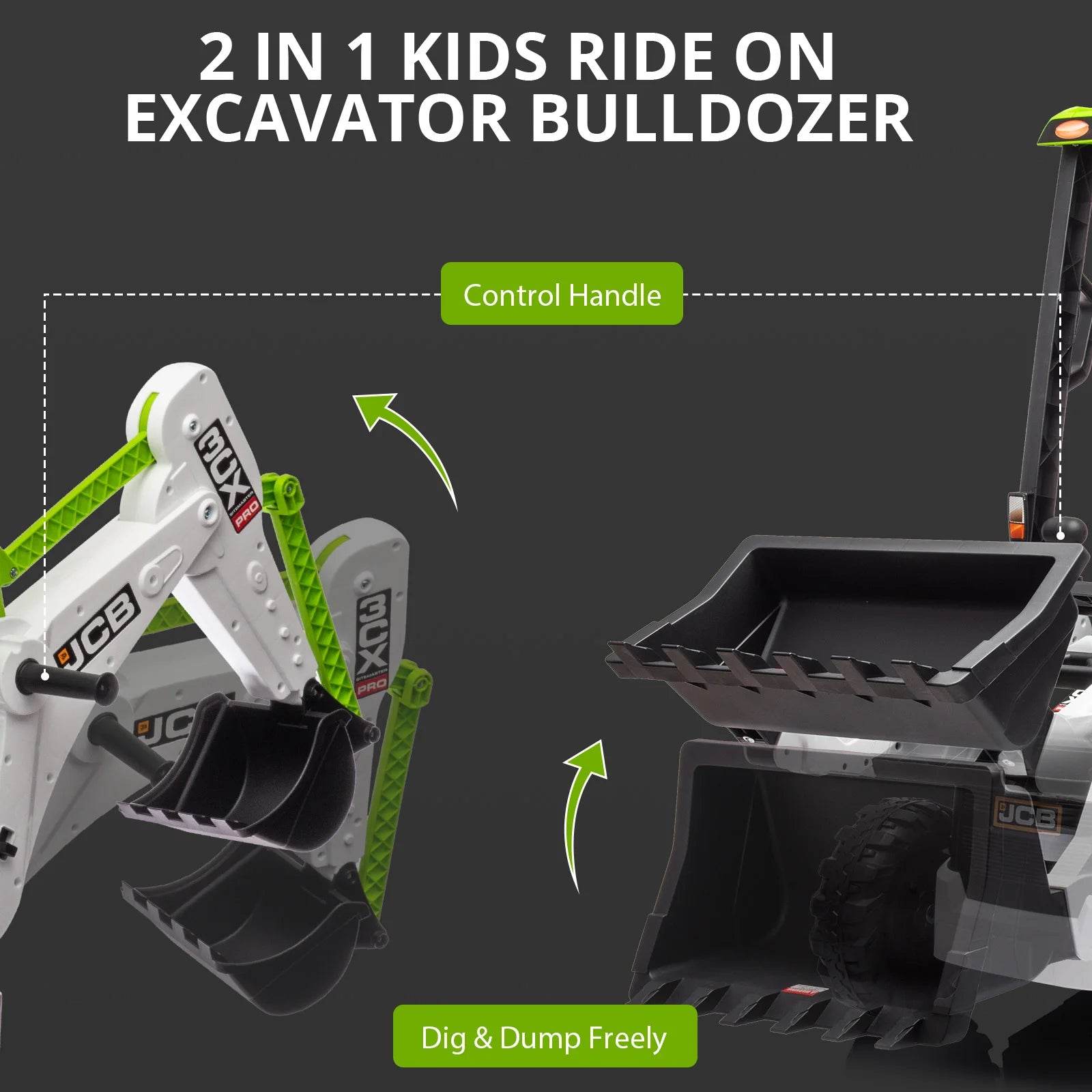 4 In 1 Ride On Excavator & Bulldozer Kids Electric Vehicle - ToylandEU