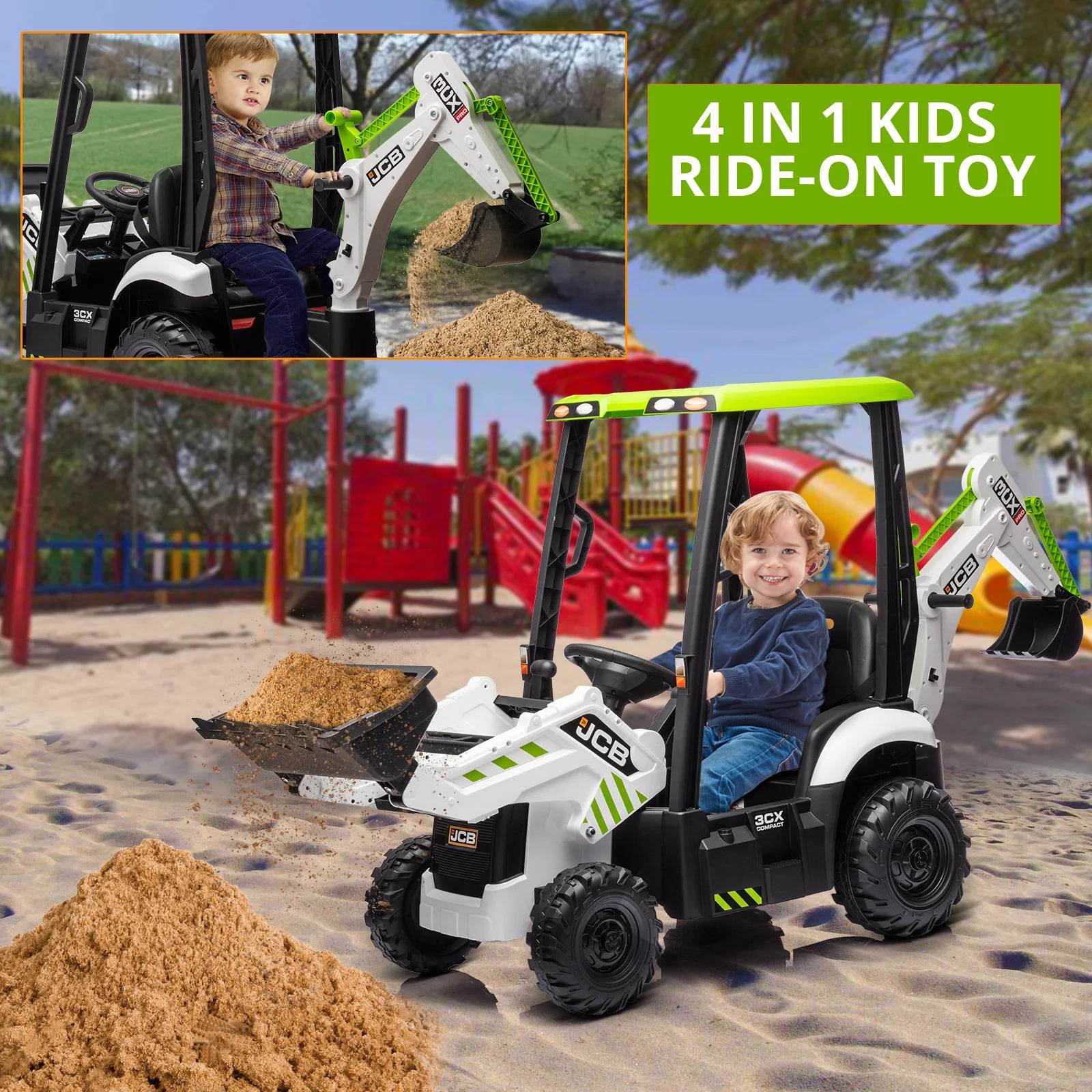 4 In 1 Ride On Excavator & Bulldozer Kids Electric Vehicle - ToylandEU