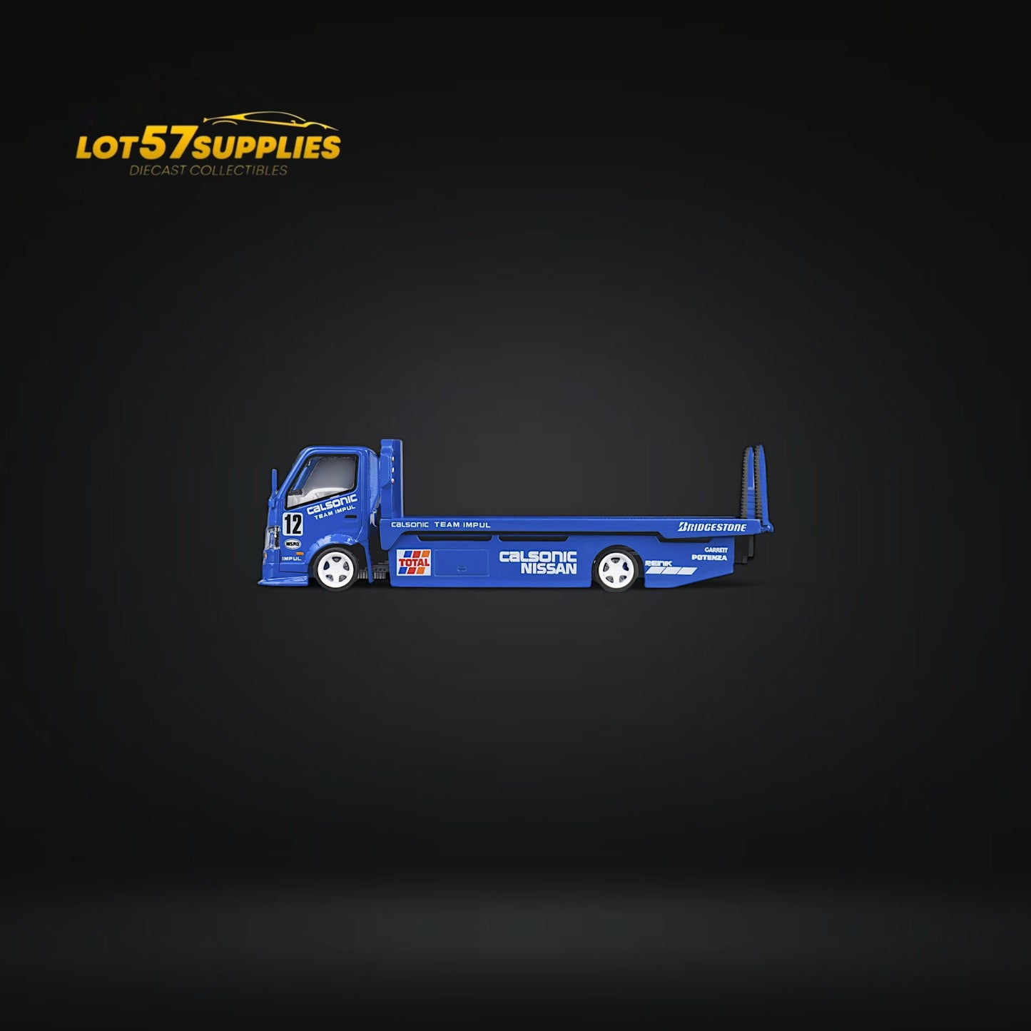 Diecast MicroTurbo HINO 300 Custom Truck Flatbed  Blue Calsonic Livery 1:64