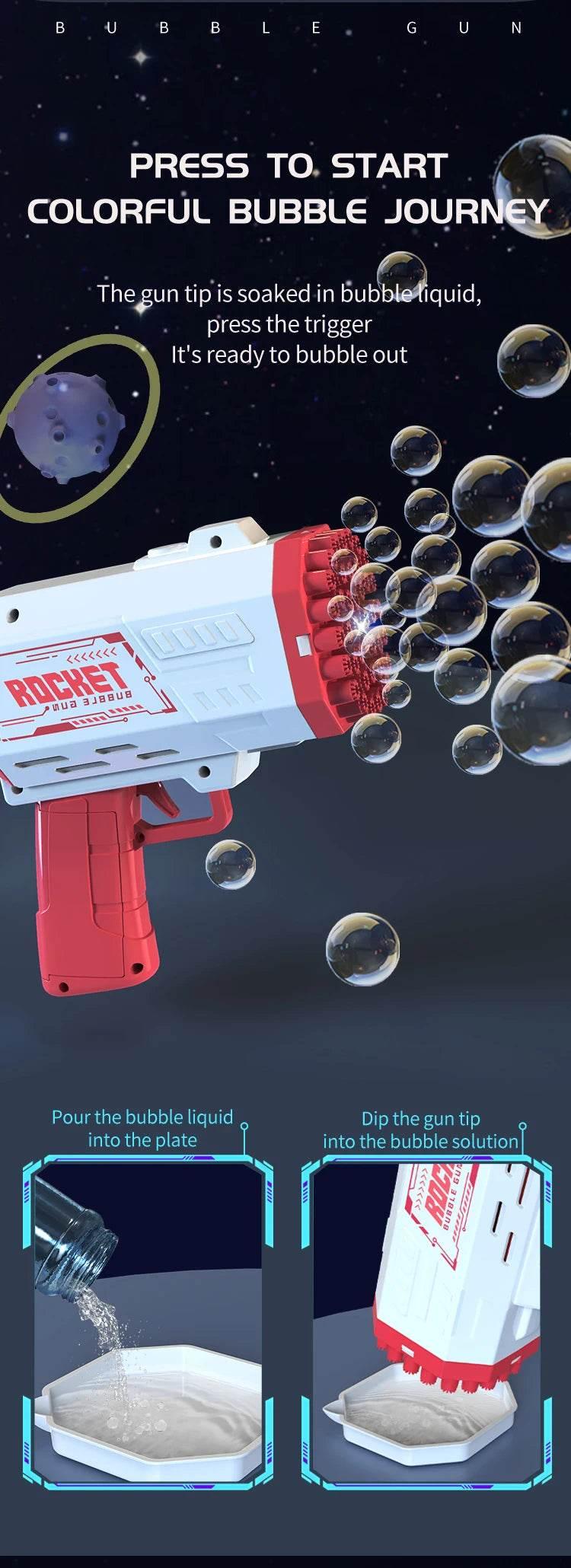 40 Hole Children's Bubble Gun Continuous Bubbles Outdoor Toy for Birthday and Wedding Parties Excluding Bubble Liquid and Battery - ToylandEU