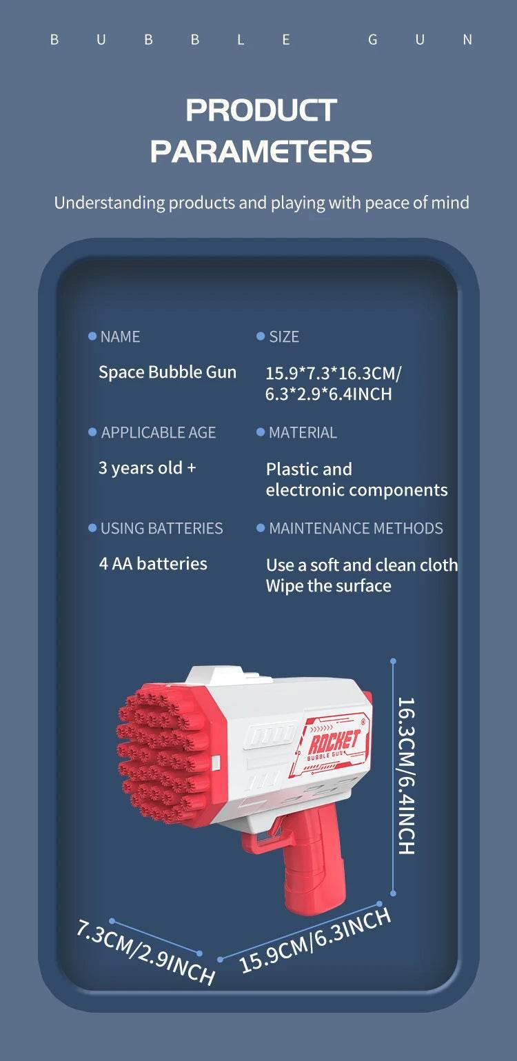 40 Hole Children's Bubble Gun Continuous Bubbles Outdoor Toy for Birthday and Wedding Parties Excluding Bubble Liquid and Battery - ToylandEU