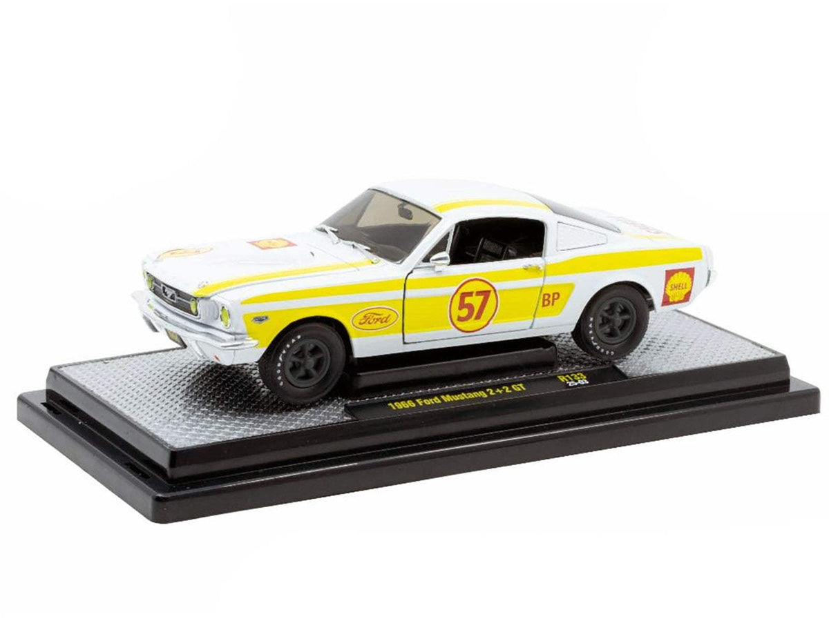 1966 Ford Mustang 2+2 GT #57 | 1/24 Diecast Model Car | M2 Machines | Shell Oil Series