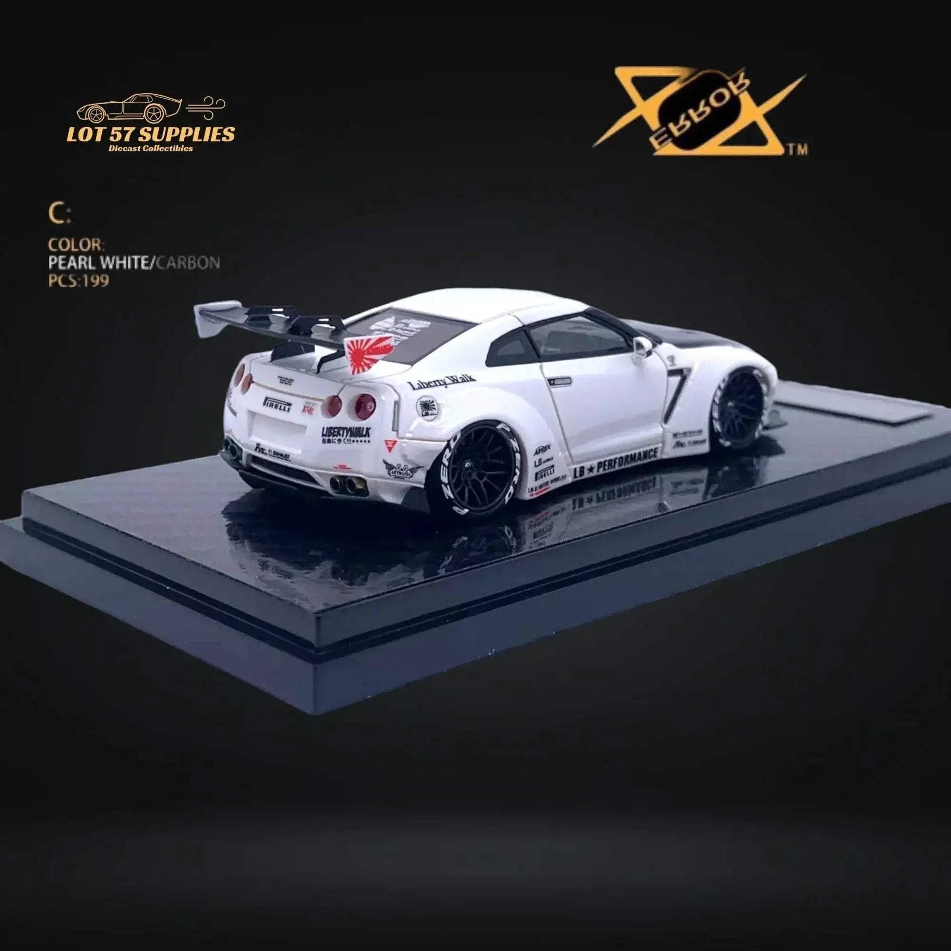 Error404 LB-Works Skyline GT-R R35 Pearl White Carbon Hood 1:64 - ToylandEU