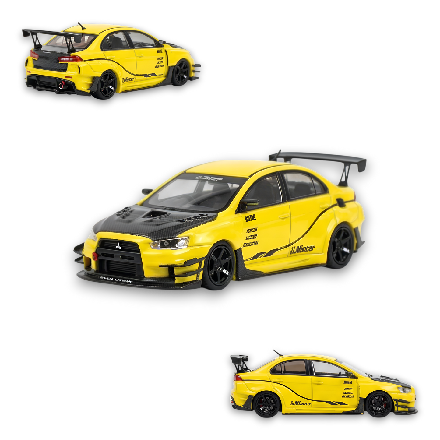 404ERROR Mitsubishi Evolution X Varis Widebody Yellow 1:64 - Lot57Supplies Diecast Shop
