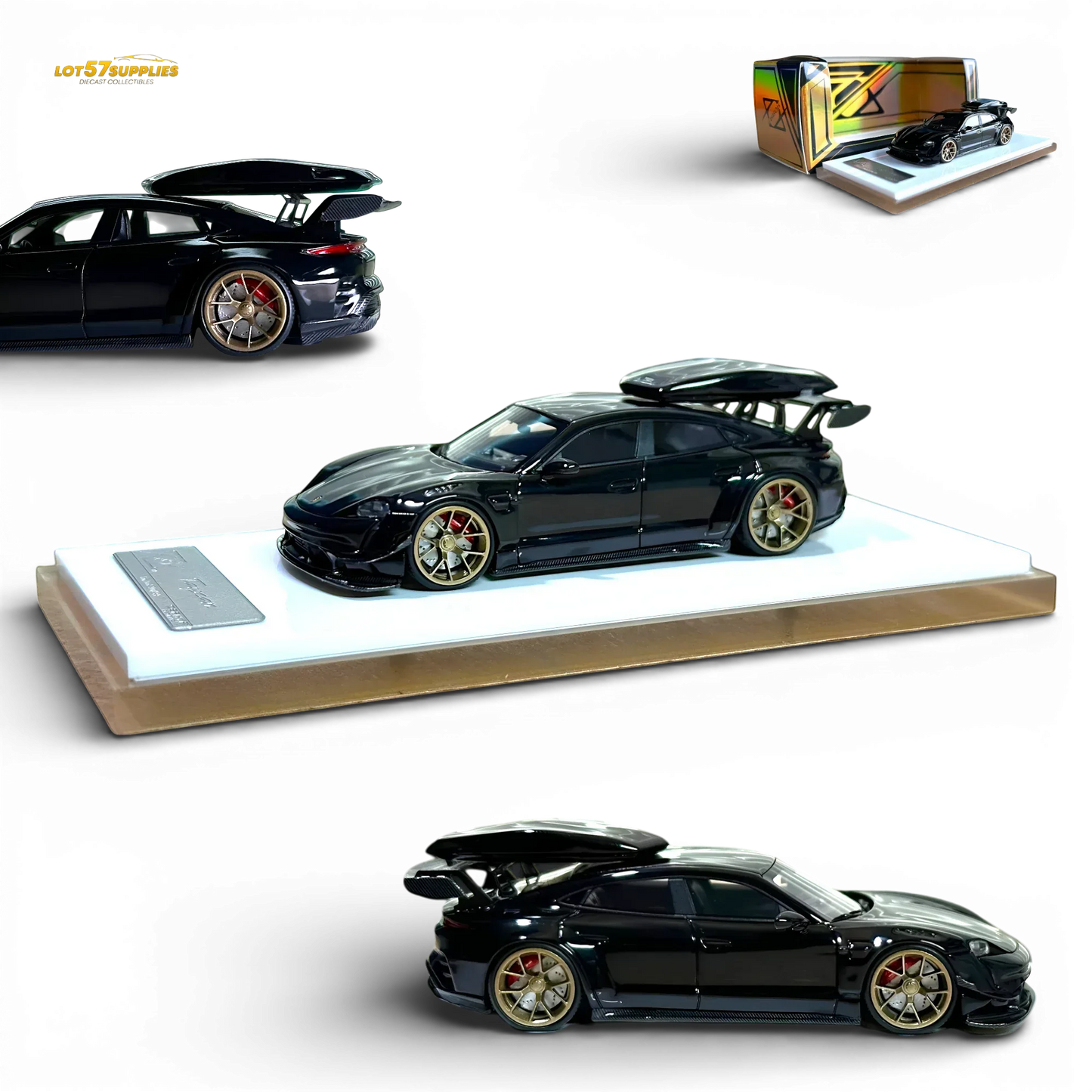 404ERROR Porsche Taycan Black with Roof Box 1:64 - ToylandEU