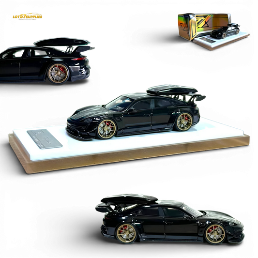404ERROR Porsche Taycan Black with Roof Box 1:64 - ToylandEU
