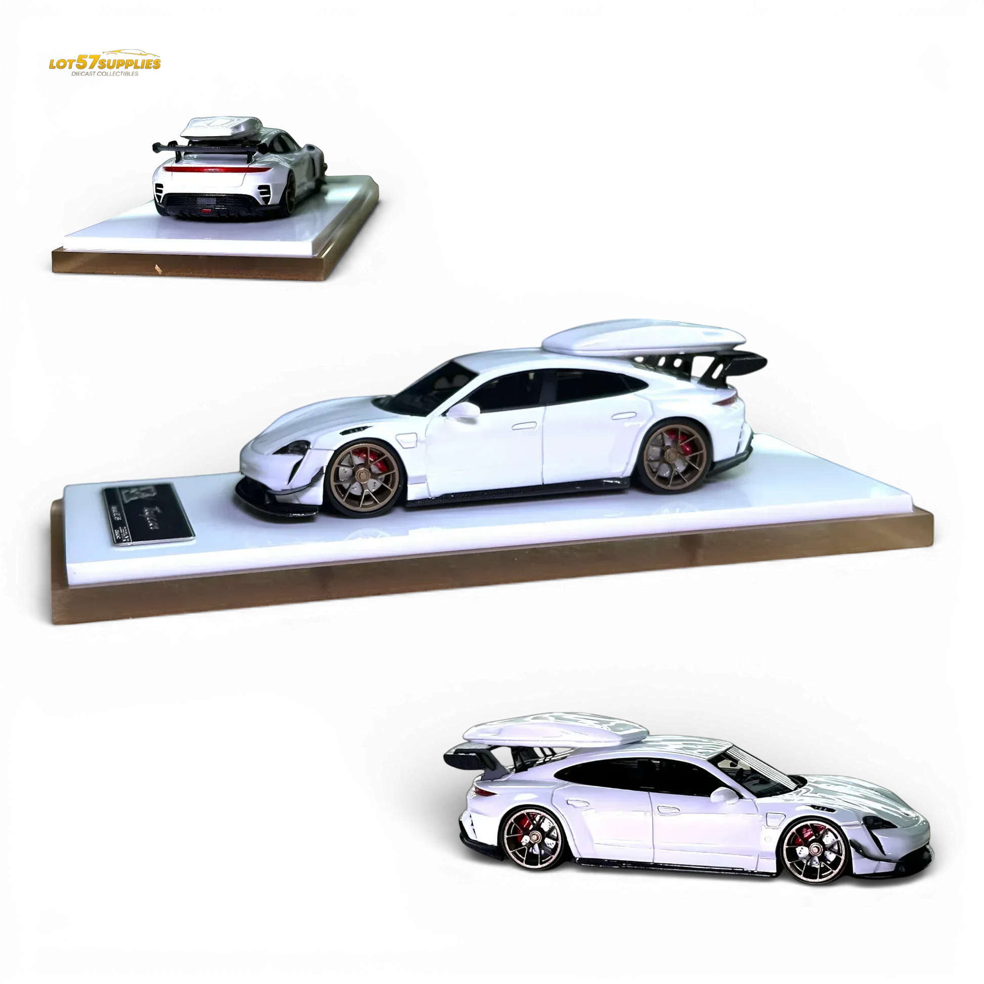 404ERROR Porsche Taycan White with Roof Box 1:64 - ToylandEU