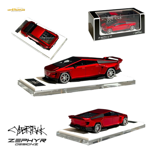 404ERROR Tesla Cybertruck Custom Widebody Lowered - Metallic Red 1:64 - ToylandEU
