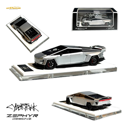 404ERROR Tesla Cybertruck Custom Widebody Lowered - Silver 1:64 - ToylandEU