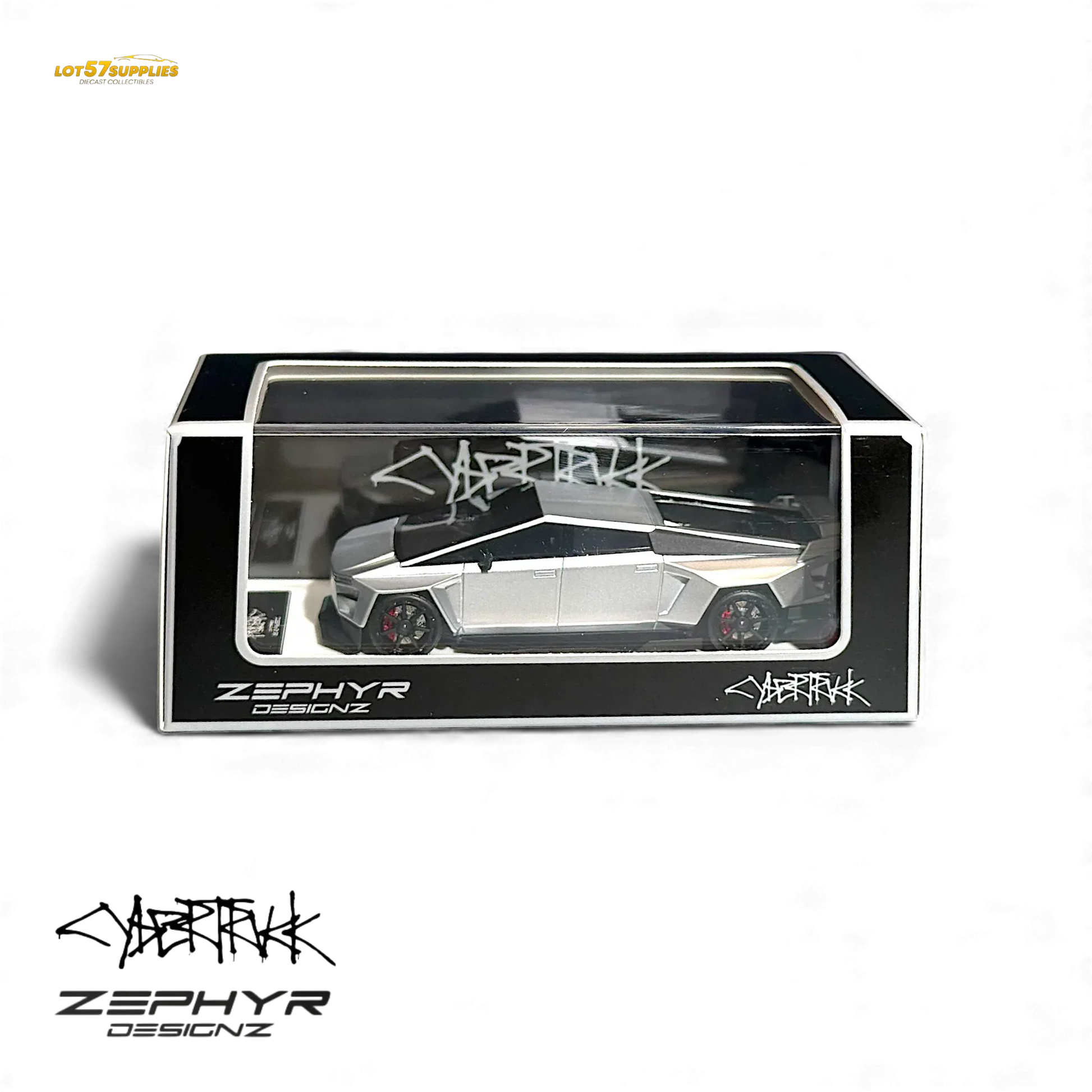 404ERROR Tesla Cybertruck Custom Widebody Lowered - Silver 1:64 - ToylandEU
