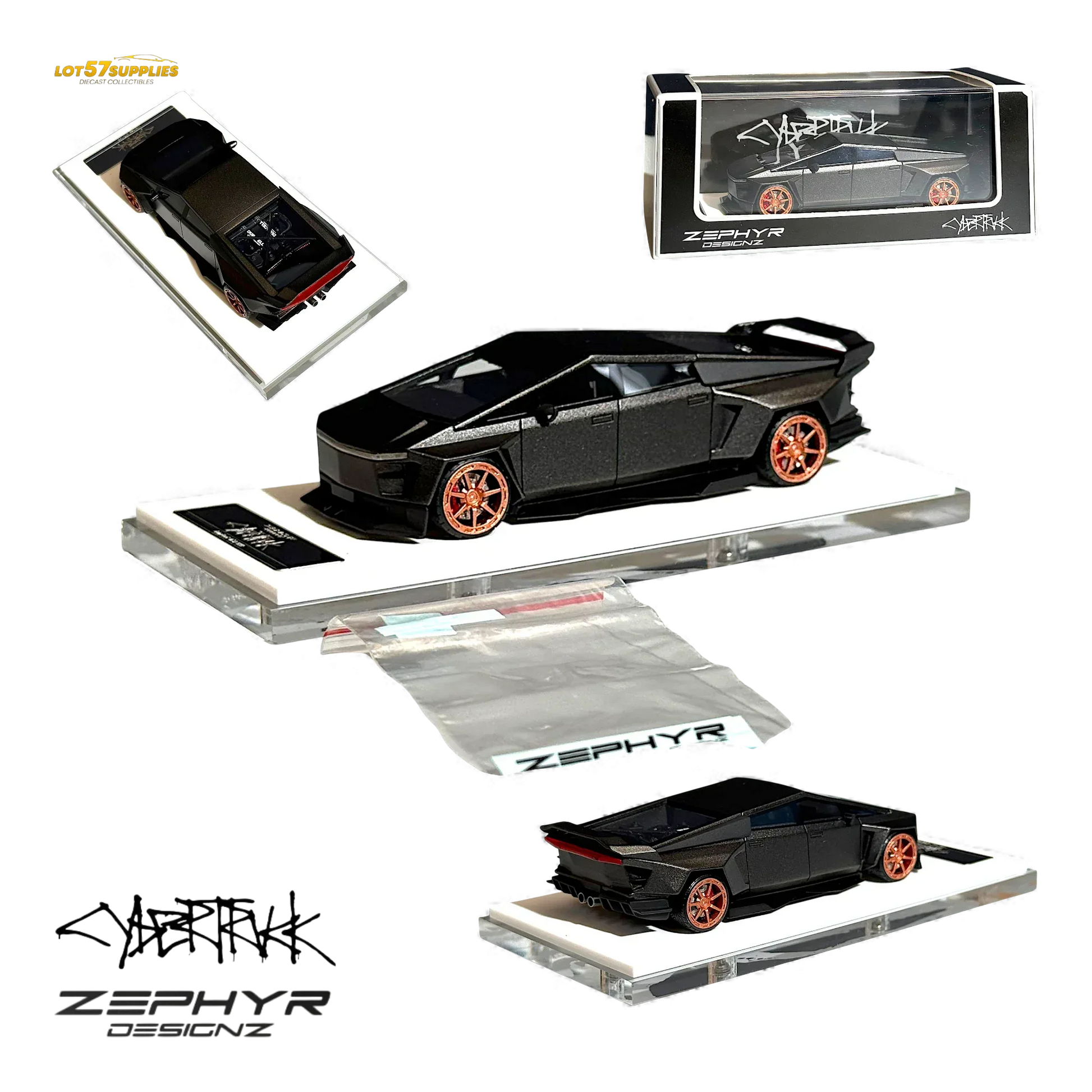 404ERROR Tesla Cybertruck Custom Widebody - Matte Gray 1:64 - ToylandEU