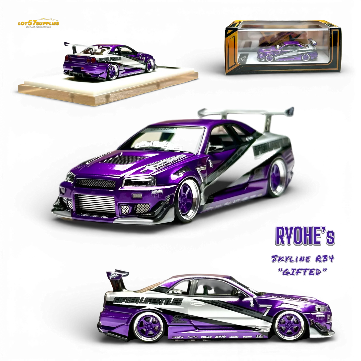 404ERROR x LOT 57 RYOHE's Skyline R34 "GIFTED" Resin 1:64 - ToylandEU