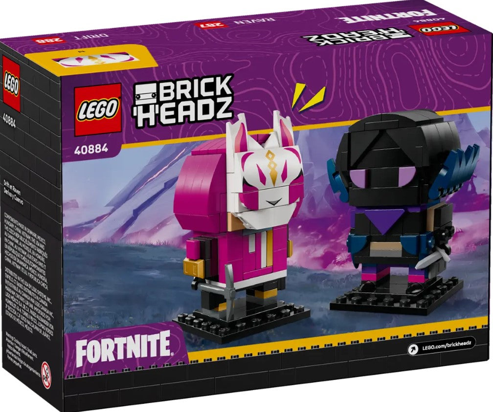 LEGO® Fortnite BrickHeadz Figures | Drift And Raven | 280 Pieces | Ages 10+