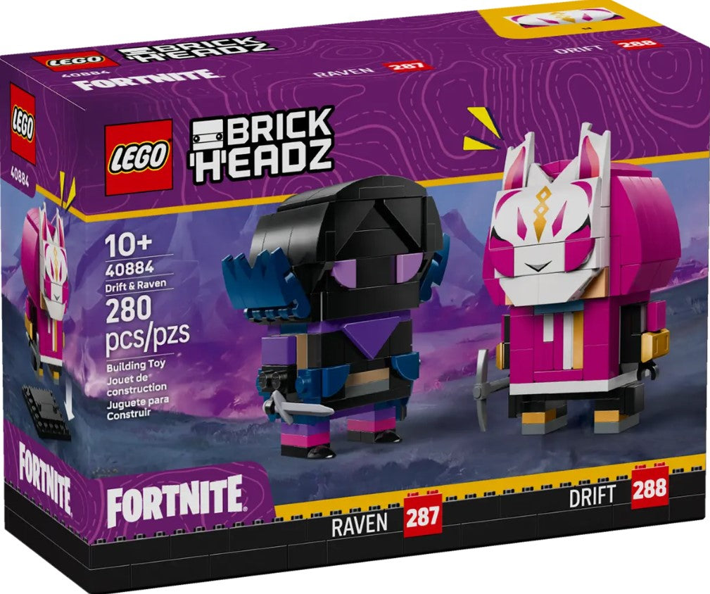 LEGO® Fortnite BrickHeadz Figures | Drift And Raven | 280 Pieces | Ages 10+