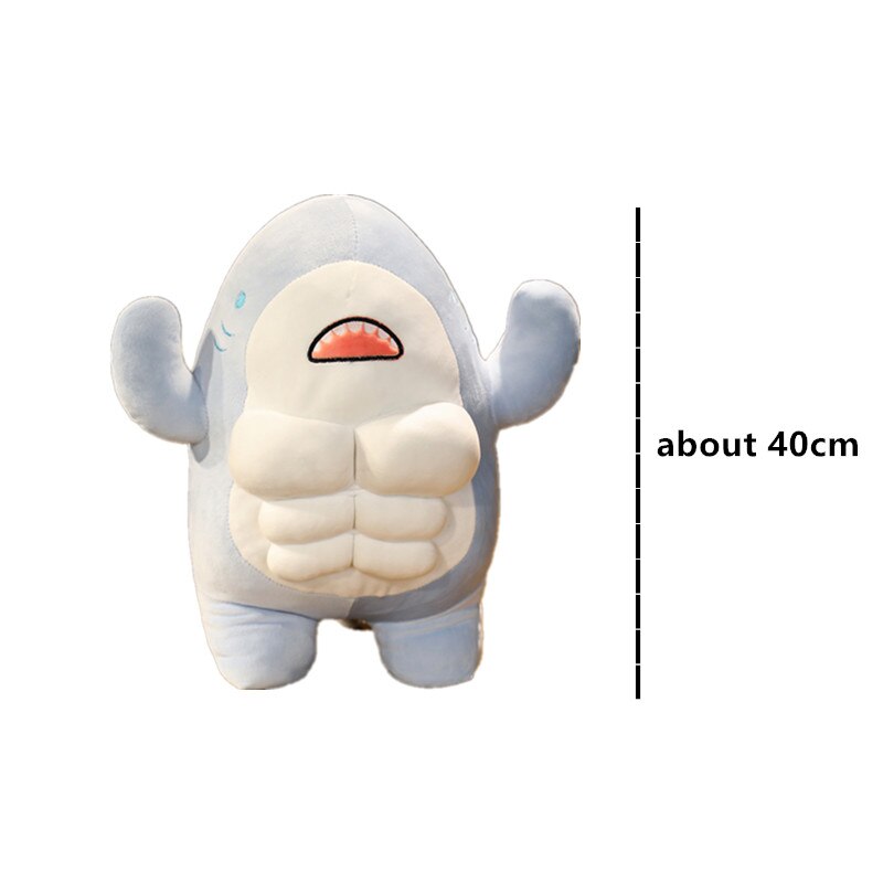Cute 40CM Muscle Shark Plush Doll Stuffed Cartoon