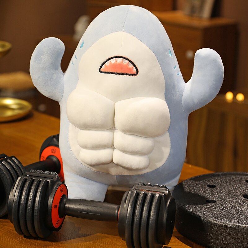 Cute 40CM Muscle Shark Plush Doll Stuffed Cartoon - ToylandEU