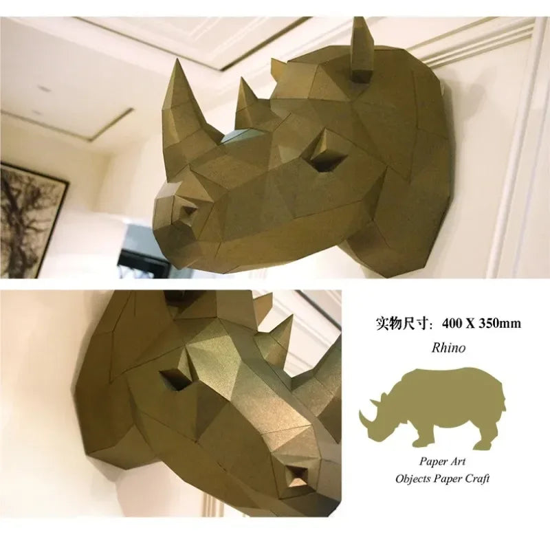 40cm DIY 3D Cardboard Rhinoceros Model for Wall Decoration and Puzzle - ToylandEU