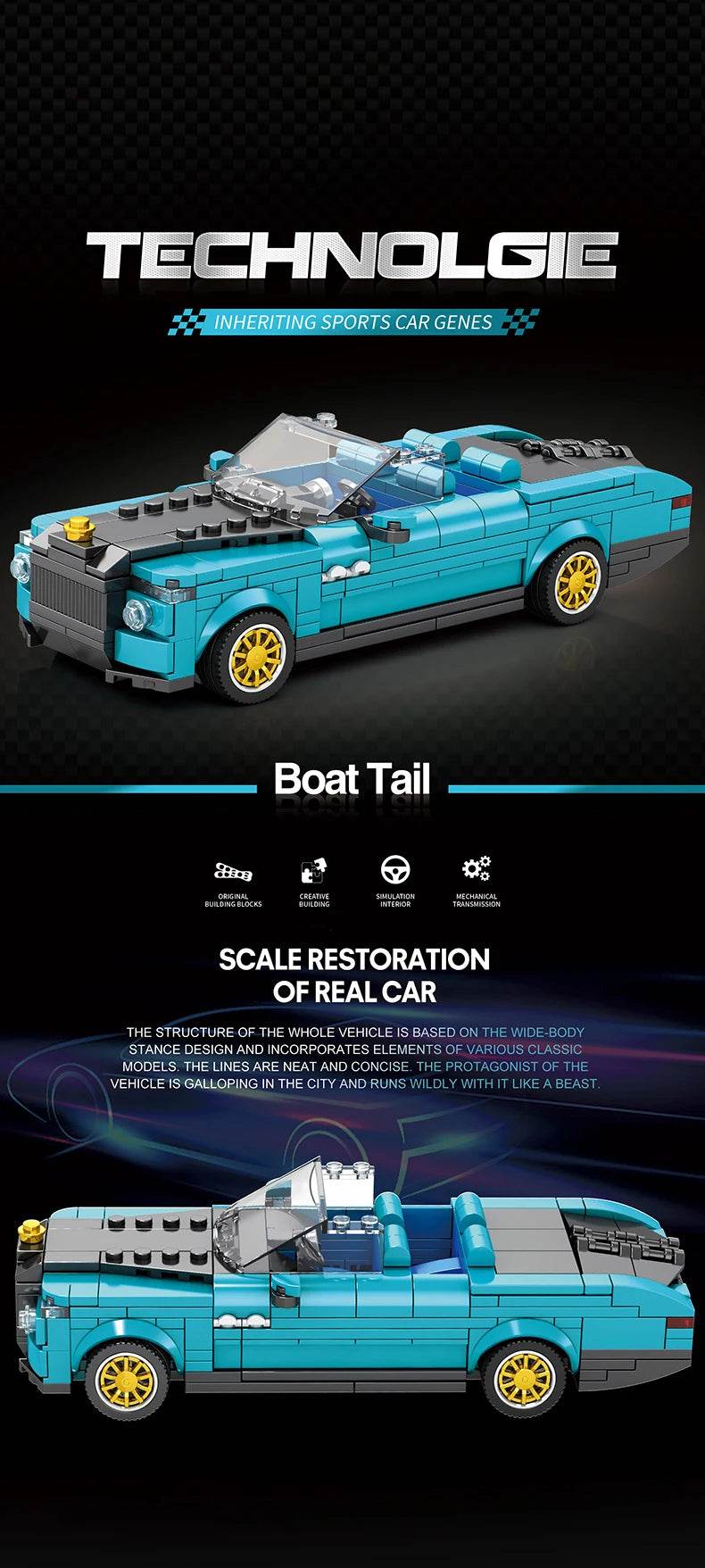 417PCS Retro Luxury Cars Model Building Blocks 1:24 Scale - ToylandEU