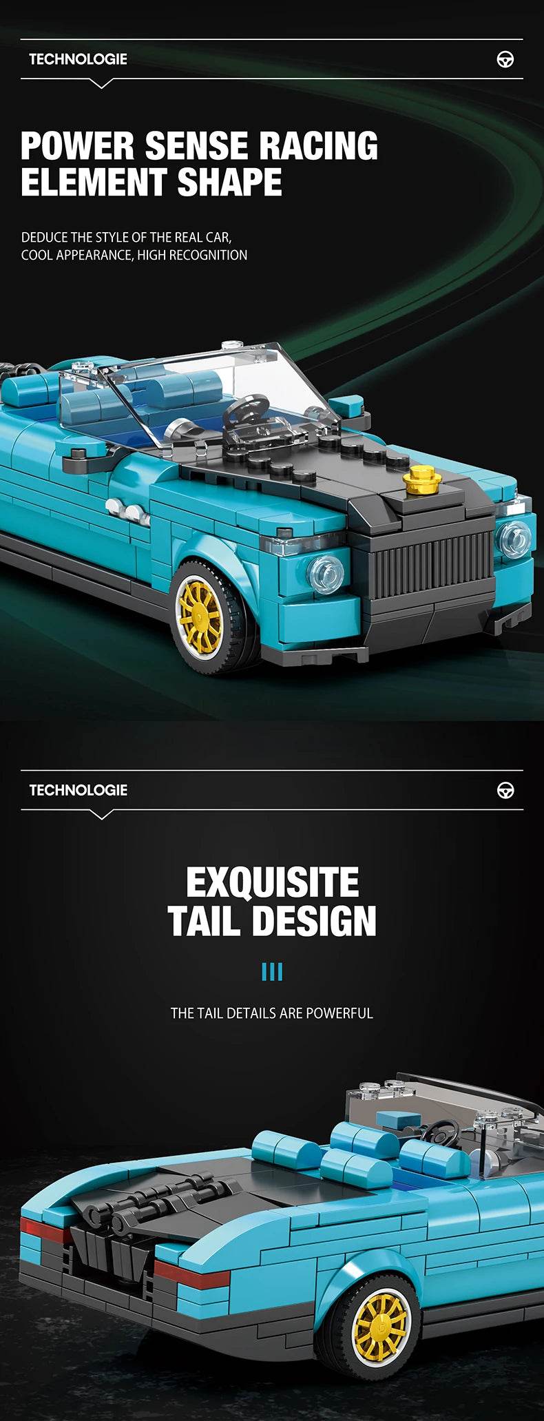 417PCS Retro Luxury Cars Model Building Blocks 1:24 Scale - ToylandEU