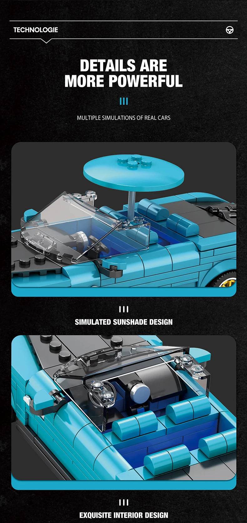 417PCS Retro Luxury Cars Model Building Blocks 1:24 Scale - ToylandEU