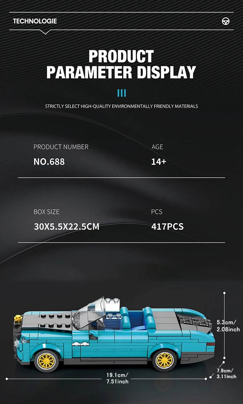 417PCS Retro Luxury Cars Model Building Blocks 1:24 Scale - ToylandEU