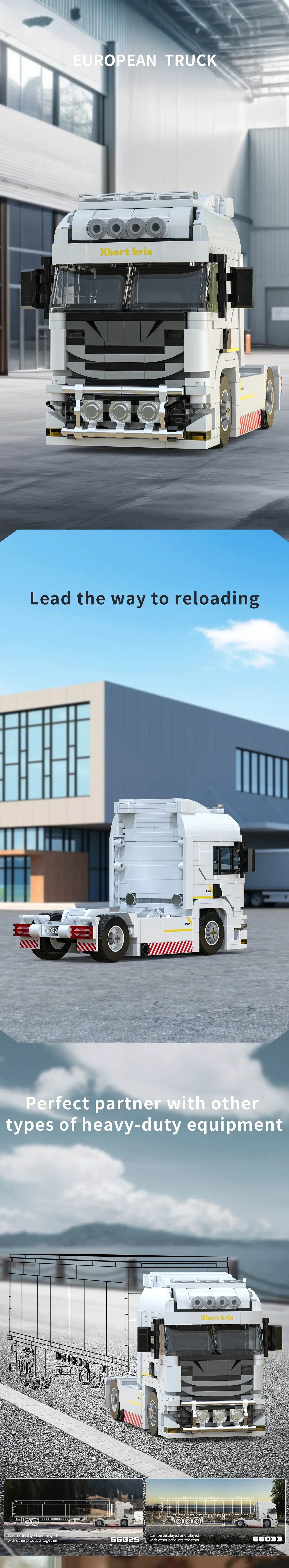 421PCS European Truck Head Building Blocks Creative Connectable Container Trailer Model Bricks Diy Toys - ToylandEU