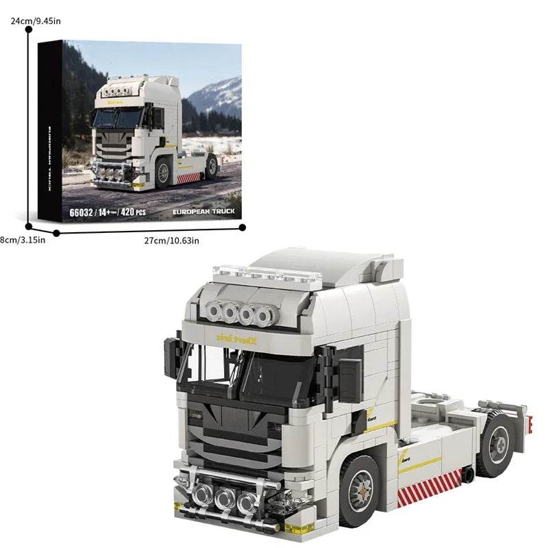 421PCS European Truck Head Building Blocks Creative Connectable Container Trailer Model Bricks Diy Toys - ToylandEU