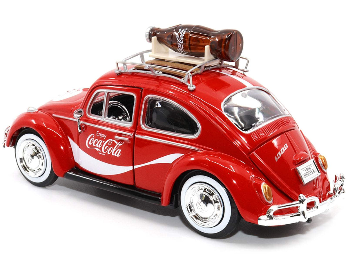 1966 Volkswagen Beetle Red | 1/24 Scale Model Accessory | Motor City Classics | Enjoy Coca-Cola Series