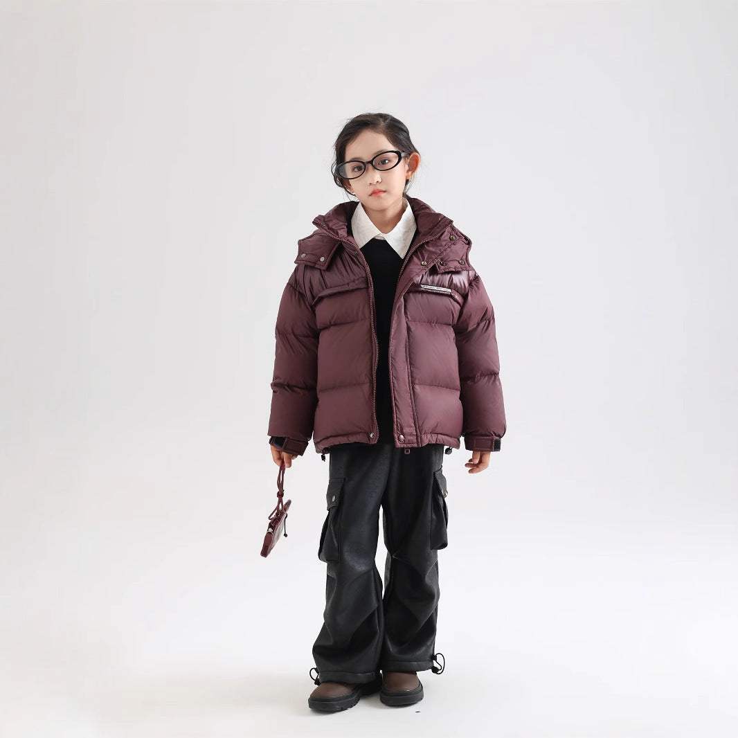 Boys' Winter Warm Thickened Ski Suit | Wine Red And Black