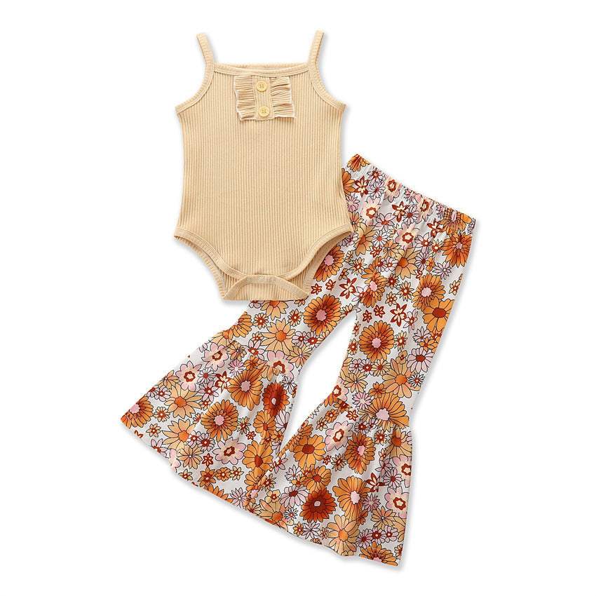 Girls' Summer Strap Set | Sleeveless With Long Pants