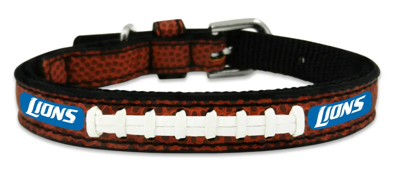 Detroit Lions Pet Collar Leather Classic Football Size Toy CO