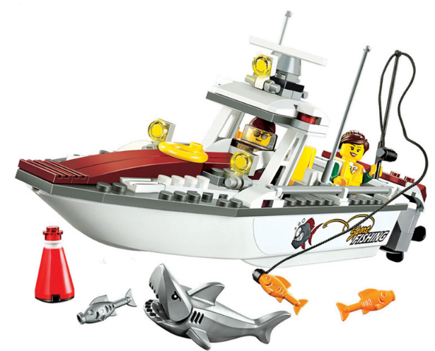 Shark and Fishing Boat Model Building Blocks