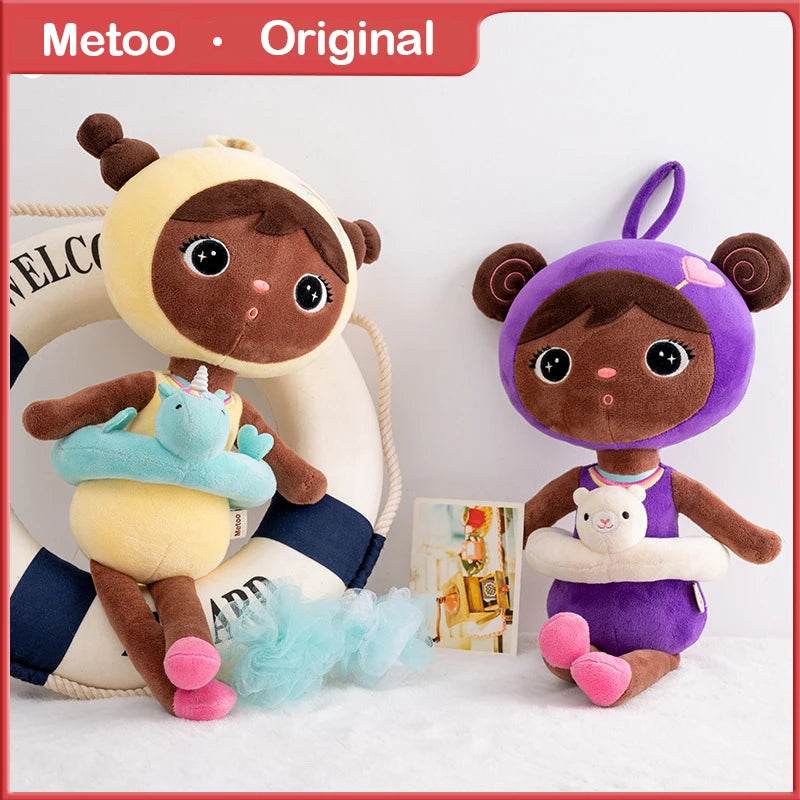 44CM Metoo Genuine Keppel Stuffed Dolls for Girls Soft Plush Black Dolls with Unicorn Ring - ToylandEU