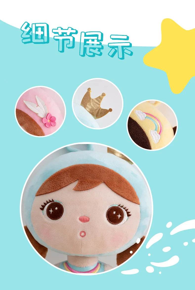 44CM Metoo Genuine Keppel Stuffed Dolls for Girls Soft Plush Black Dolls with Unicorn Ring - ToylandEU