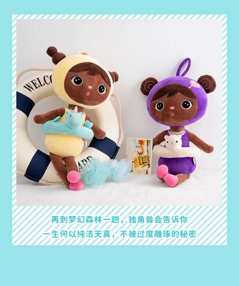 44CM Metoo Genuine Keppel Stuffed Dolls for Girls Soft Plush Black Dolls with Unicorn Ring - ToylandEU