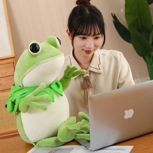 45/60/80CM Kawaii Cloak Frog Plush Toy Soft Stuffed Animal with Big Eyes Anime Doll Hug Pillow - ToylandEU