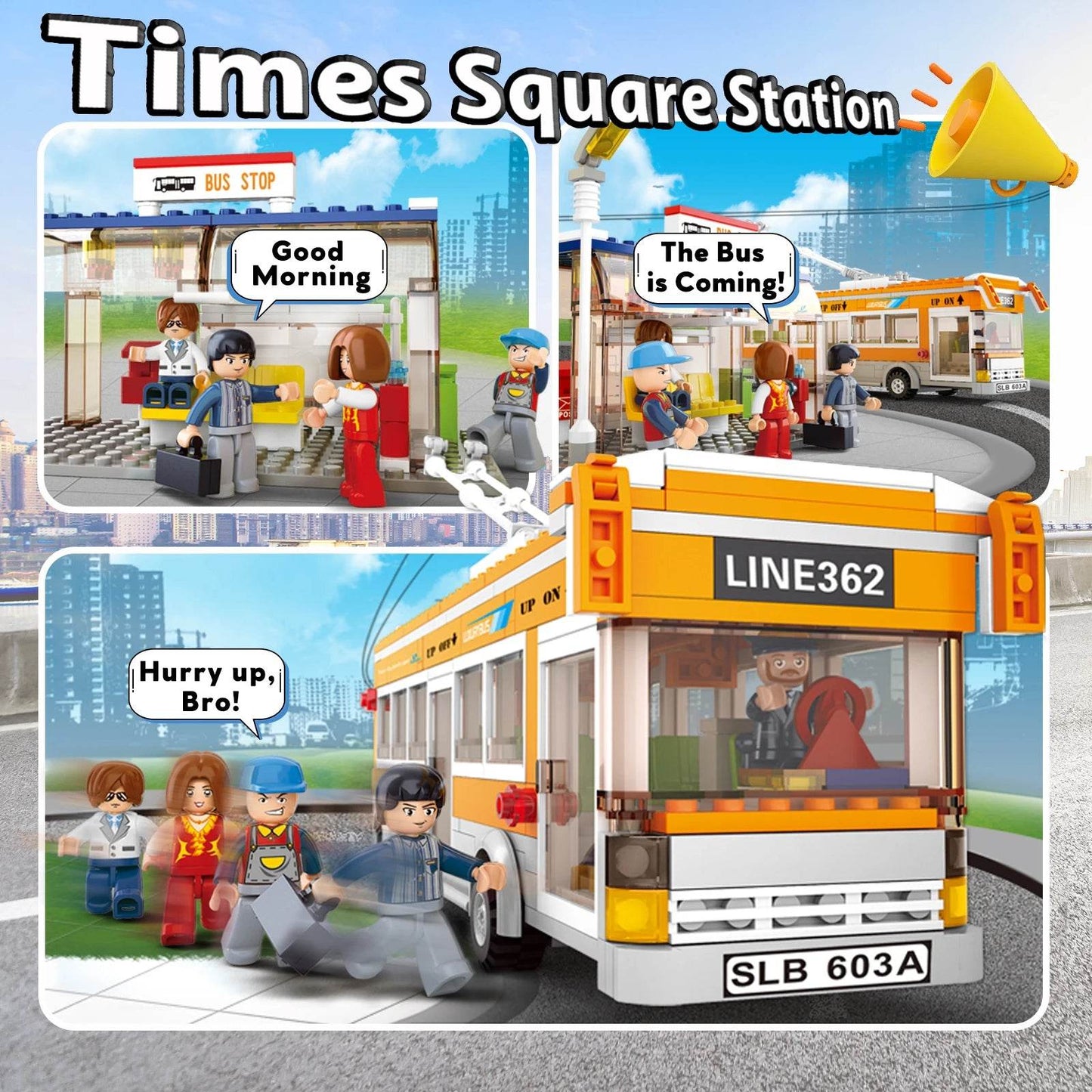 457PCS City Bus Building Blocks Tram Bus Station Model Set - ToylandEU