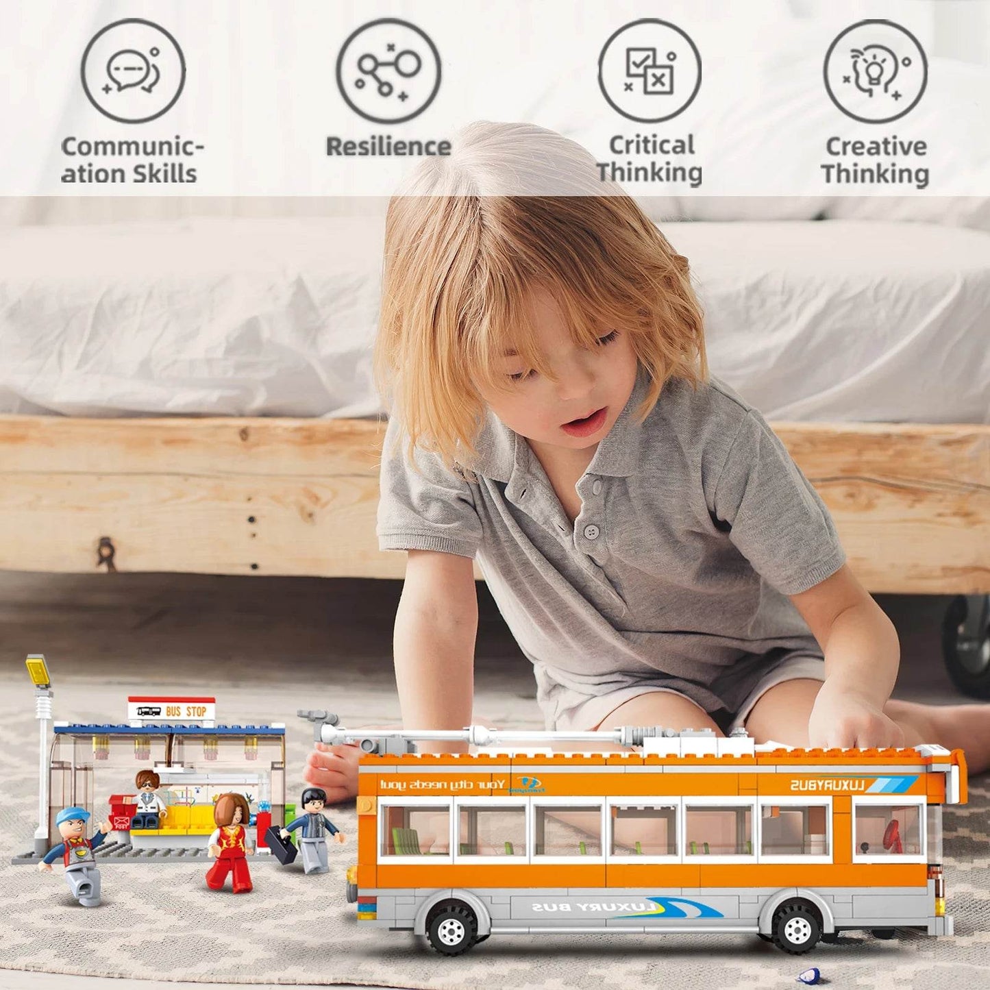 457PCS City Bus Building Blocks Tram Bus Station Model Set - ToylandEU