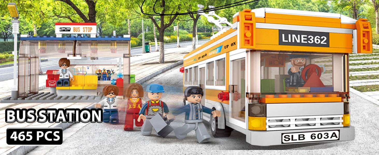 457PCS City Bus Building Blocks Tram Bus Station Model Set - ToylandEU